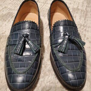J Crew Crocodile Academy loafers with tassels, Size 8 Women's